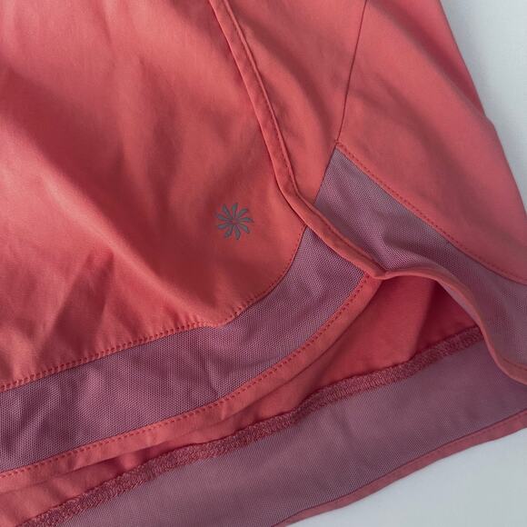 Athleta Mesh Racer Run Mid Rise Shorts - Orange 1X - Picture 3 of 7